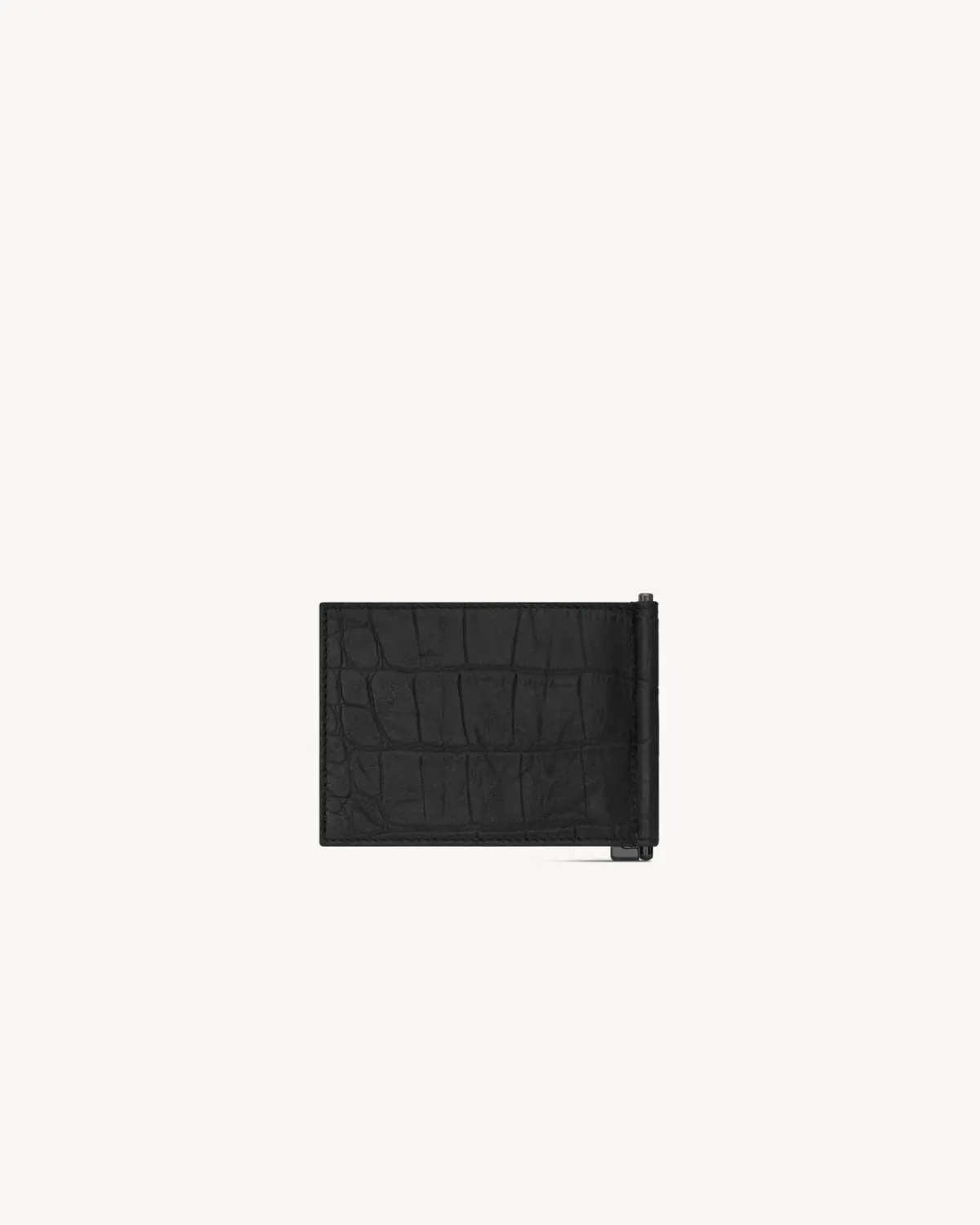 Saint Laurent Wallets-CASSANDRE Bill clip wallet in CROCODILE-EMBOSSED leather BLACK