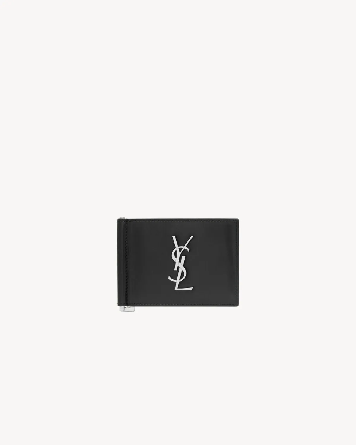 Saint Laurent Wallets-CASSANDRE bill clip wallet in smooth leather BLACK