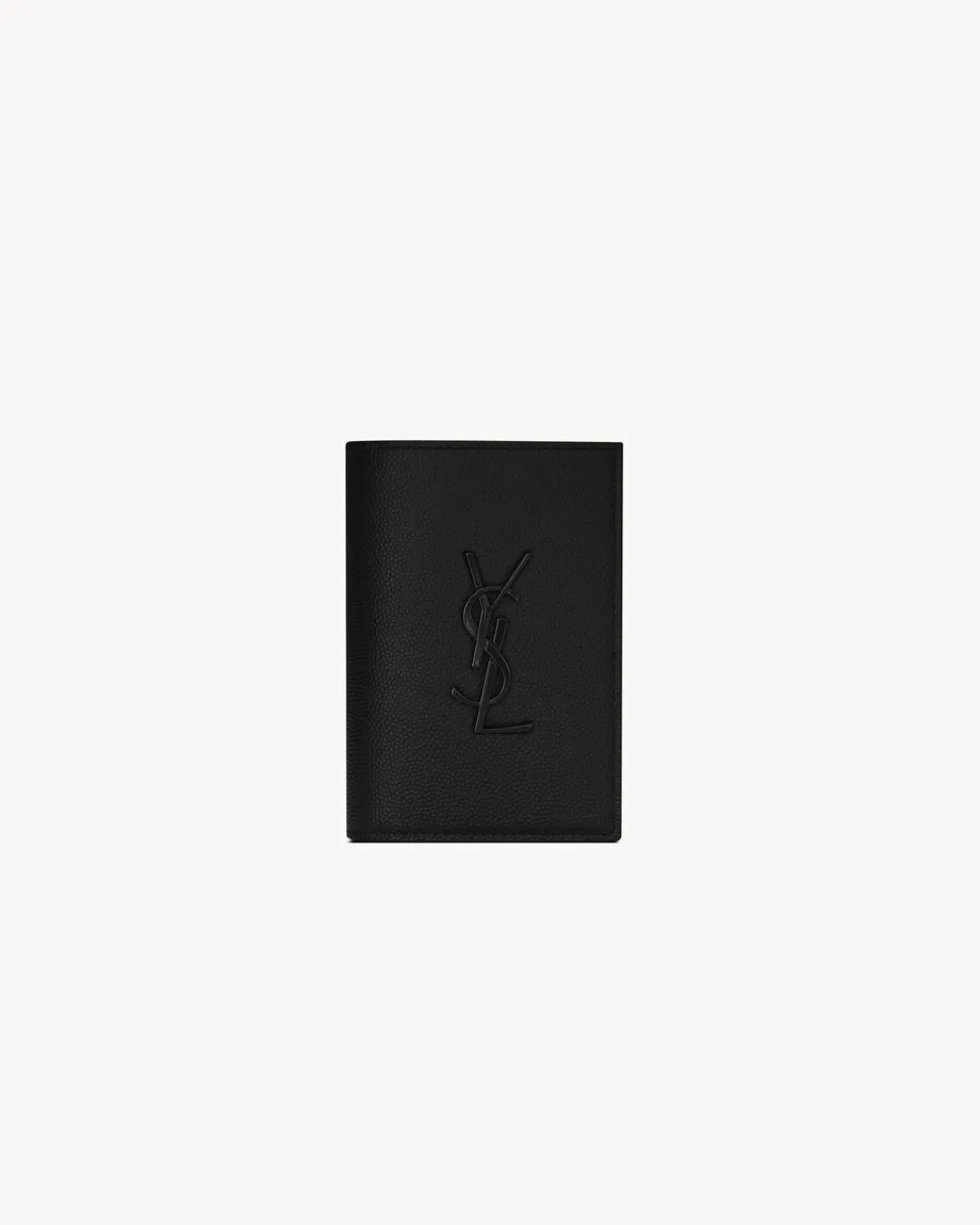 Saint Laurent Card Cases-CASSANDRE credit card wallet in grain de poudre leather BLACK