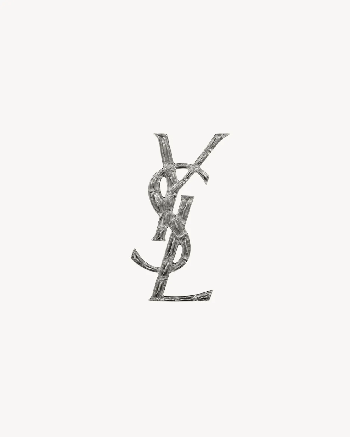 Saint Laurent Brooches And Rings-CASSANDRE crocodile brooch in metal OXIDIZEDSILVER