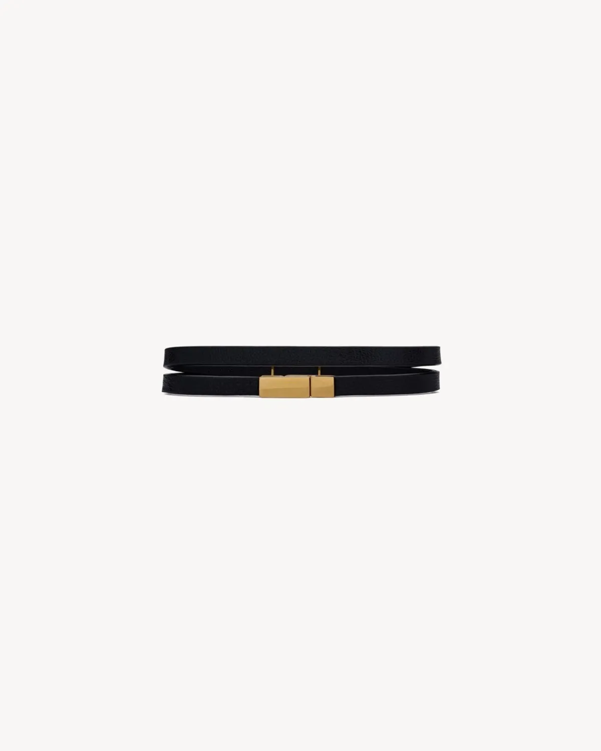 Saint Laurent Cuffs And Bracelets | Jewelry-CASSANDRE double wrap bracelet in leather and metal BLACK