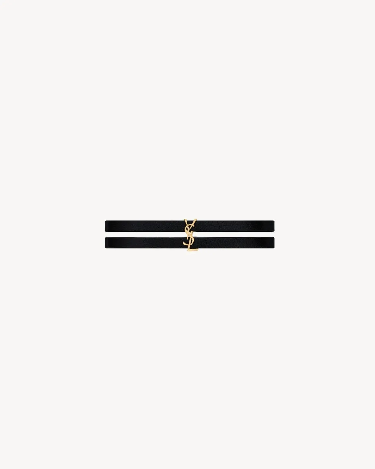 Saint Laurent Cuffs And Bracelets | Jewelry-CASSANDRE double-strand bracelet in leather and metal BLACKANDAGEDGOLD