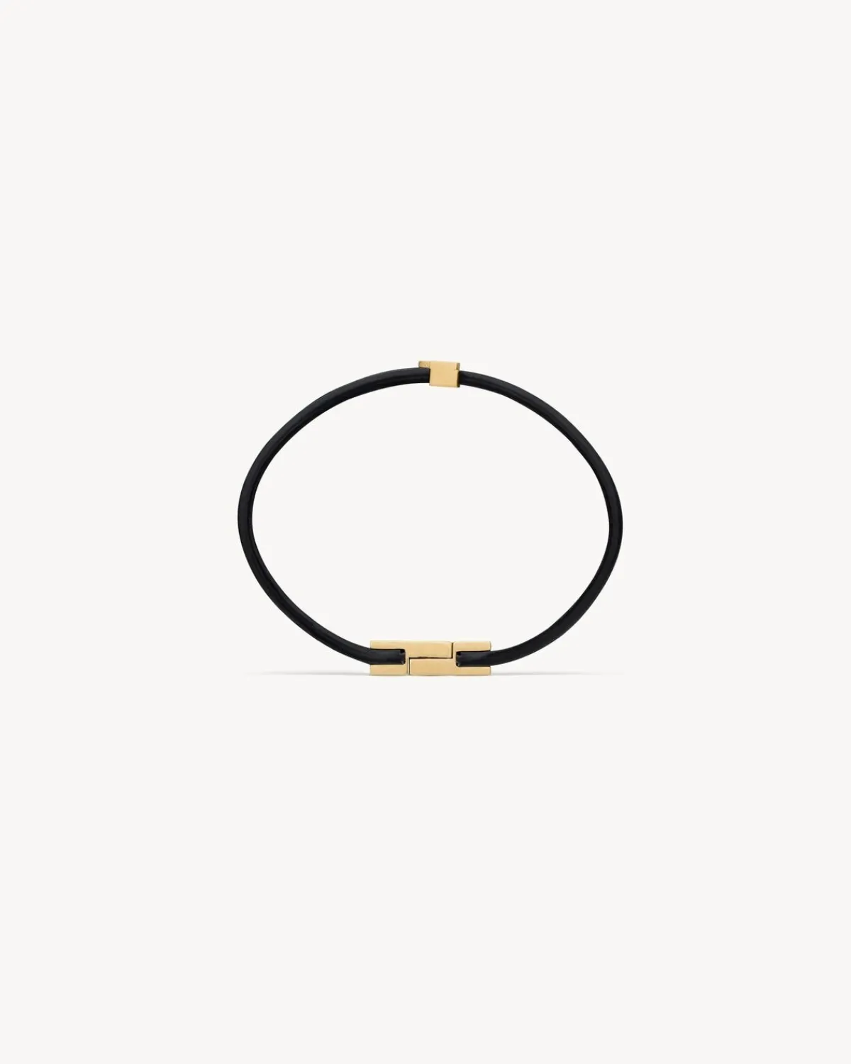 Saint Laurent Cuffs And Bracelets | Jewelry-CASSANDRE double-strand bracelet in leather and metal BLACKANDAGEDGOLD