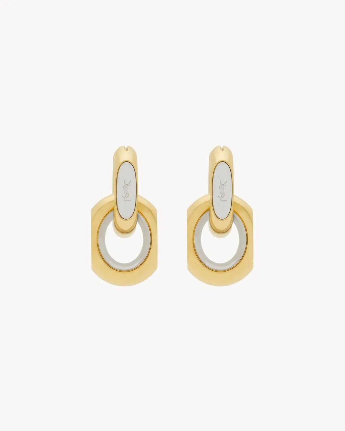 Saint Laurent Earrings And Necklaces-CASSANDRE duo link earrings in metal GOLDANDPALLADIUM