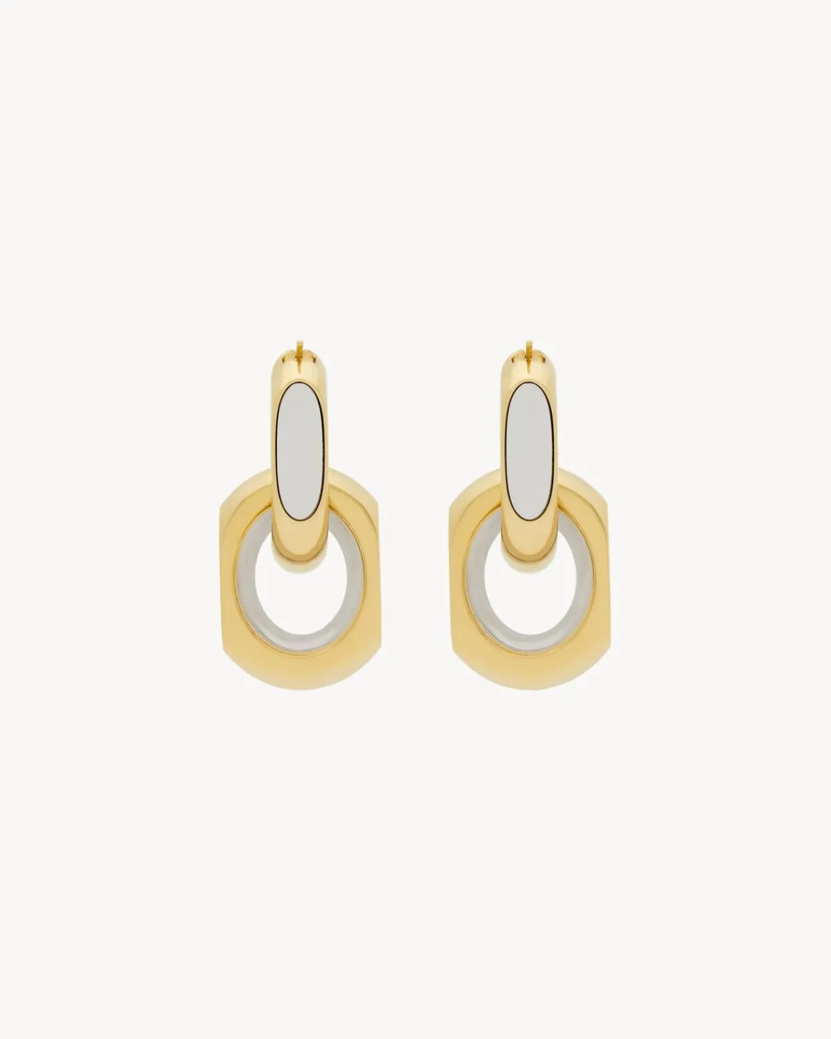 Saint Laurent Earrings And Necklaces-CASSANDRE duo link earrings in metal GOLDANDPALLADIUM