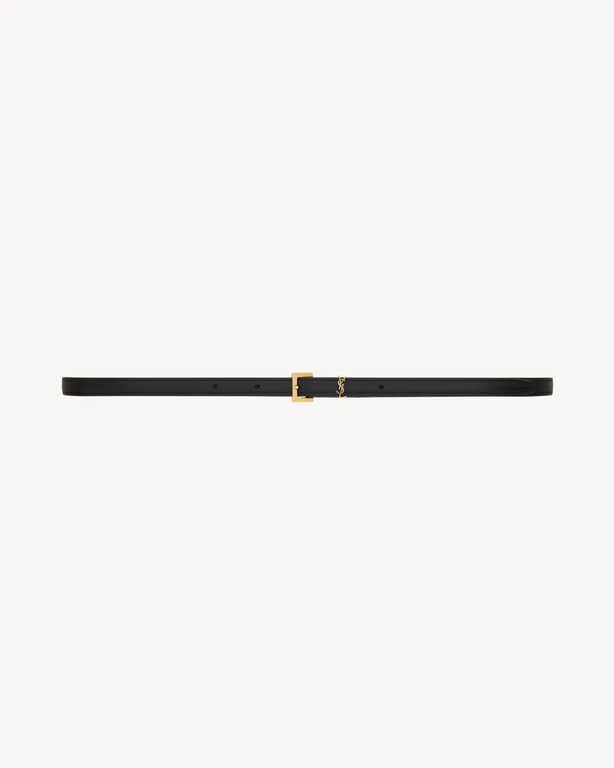 Saint Laurent Belts-CASSANDRE extra thin belt in smooth leather BLACK