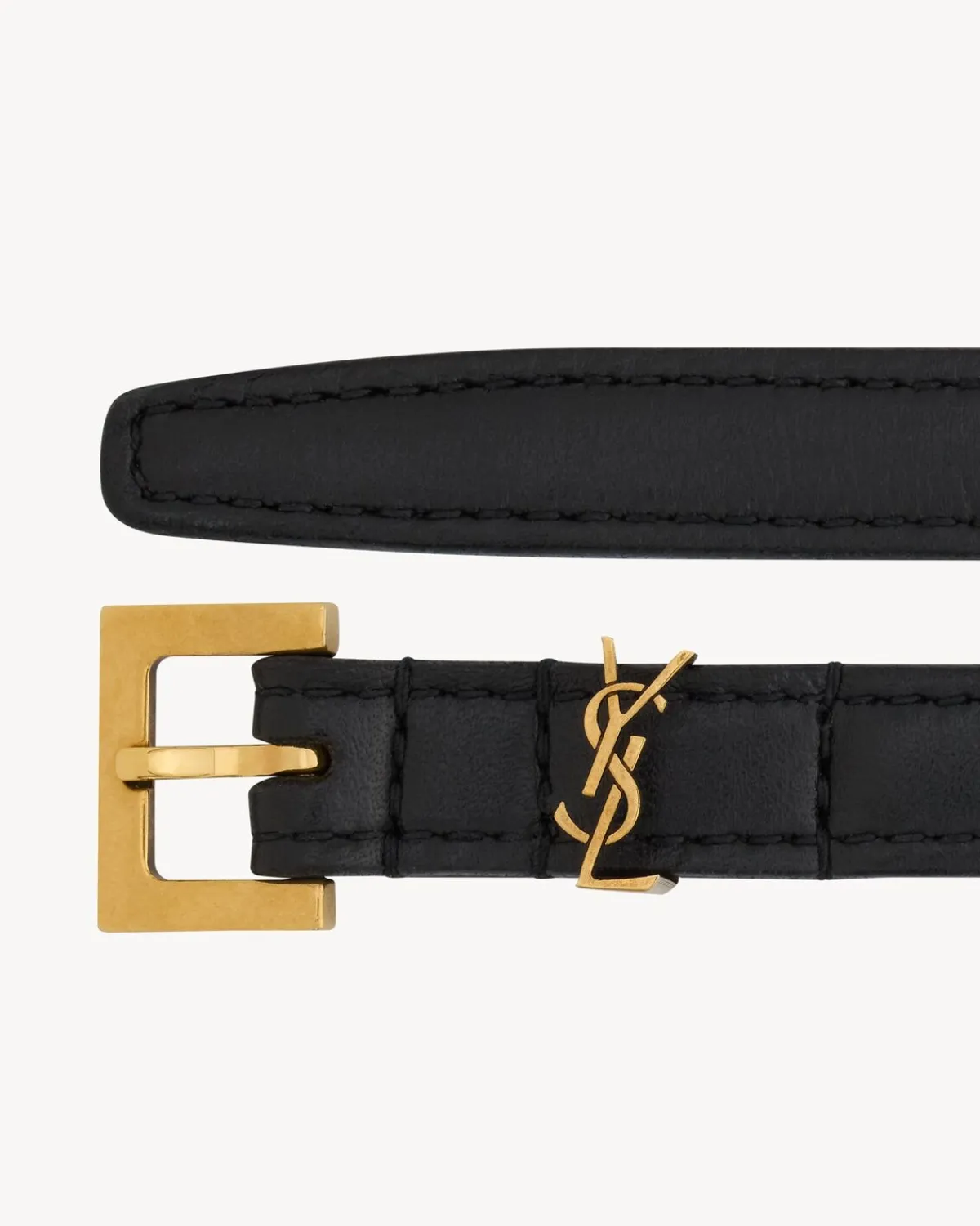 Saint Laurent Belts-CASSANDRE extra thin belt in smooth leather BLACK