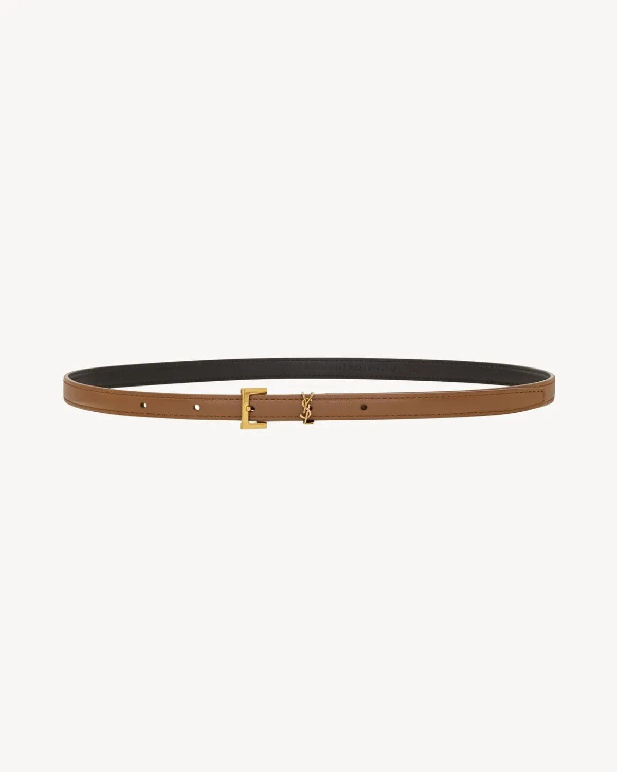 Saint Laurent Belts-CASSANDRE extra thin belt in smooth leather GINGERBREAD