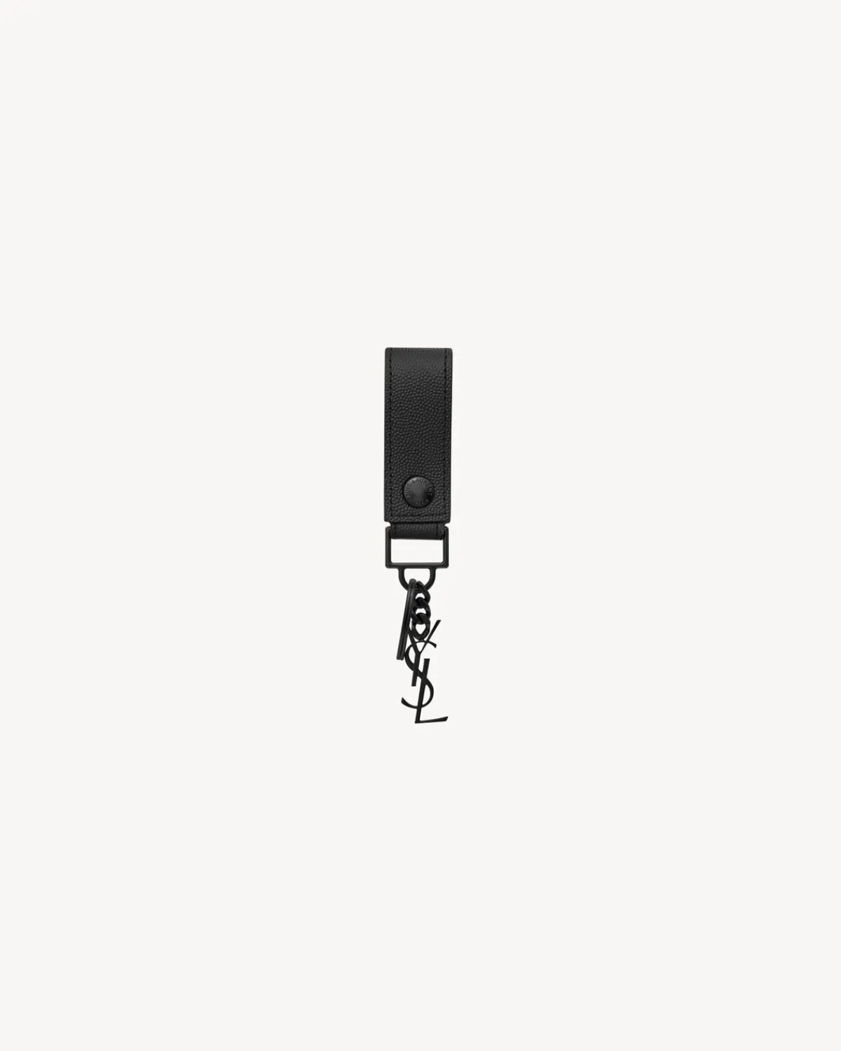 Saint Laurent Cases And Holders-CASSANDRE KEY RING IN GRAIN DE POUDRE LEATHER BLACK