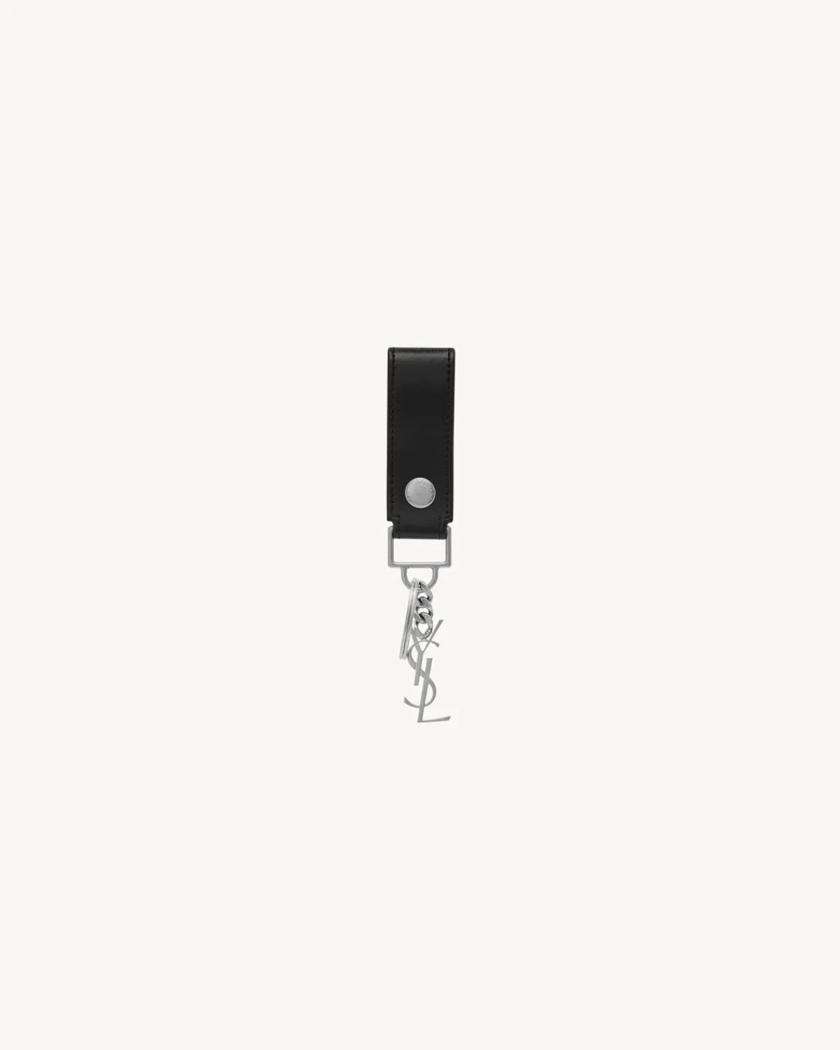 Saint Laurent Cases And Holders-CASSANDRE key ring in smooth leather BLACK