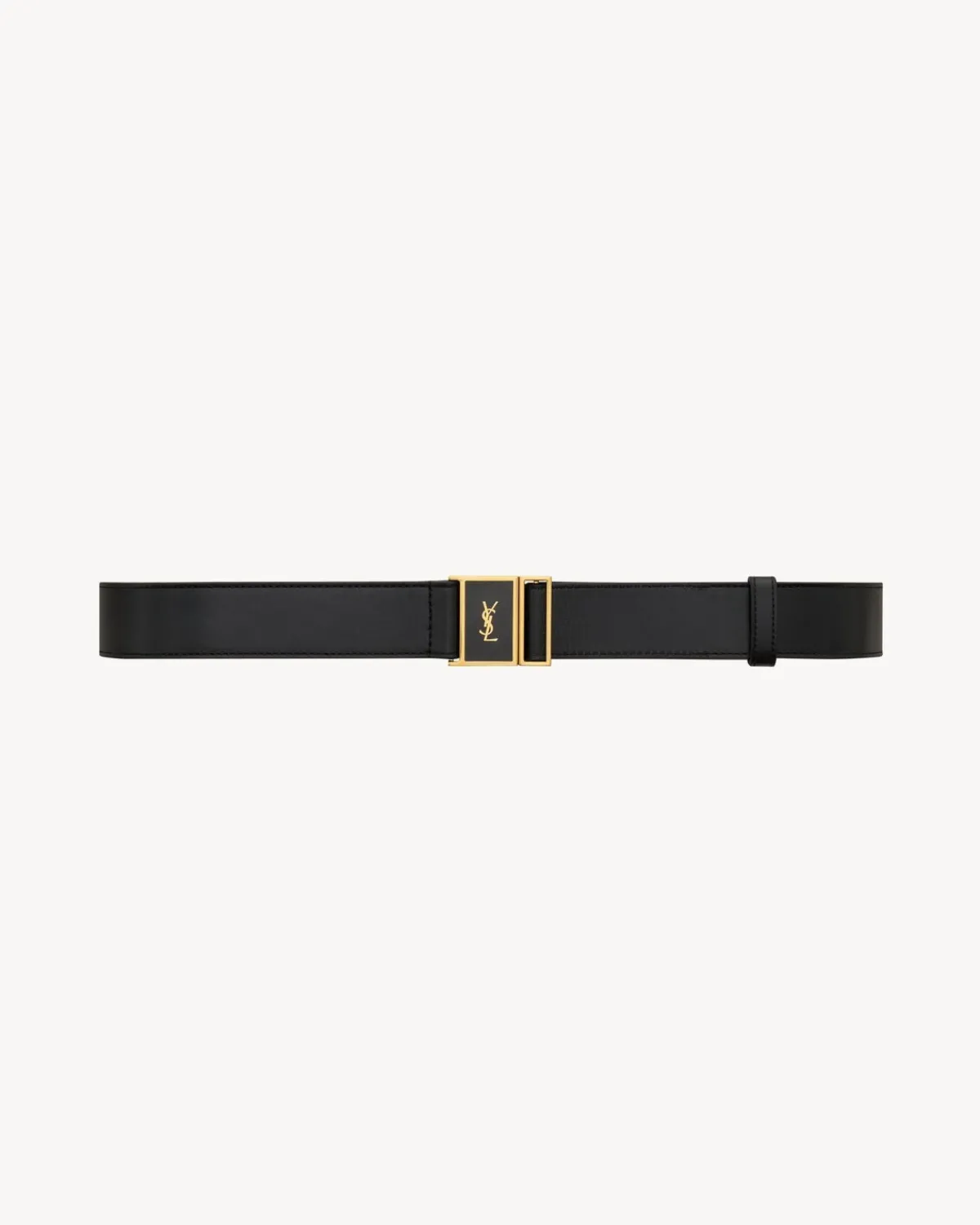 Saint Laurent Belts-CASSANDRE magnetic belt in lambskin BLACK