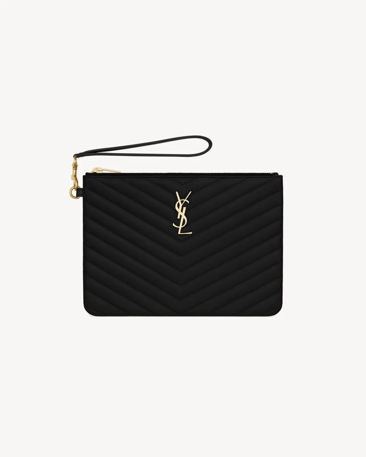 Saint Laurent Pouches-CASSANDRE MATELASSÉ A5 POUCH IN LEATHER BLACK