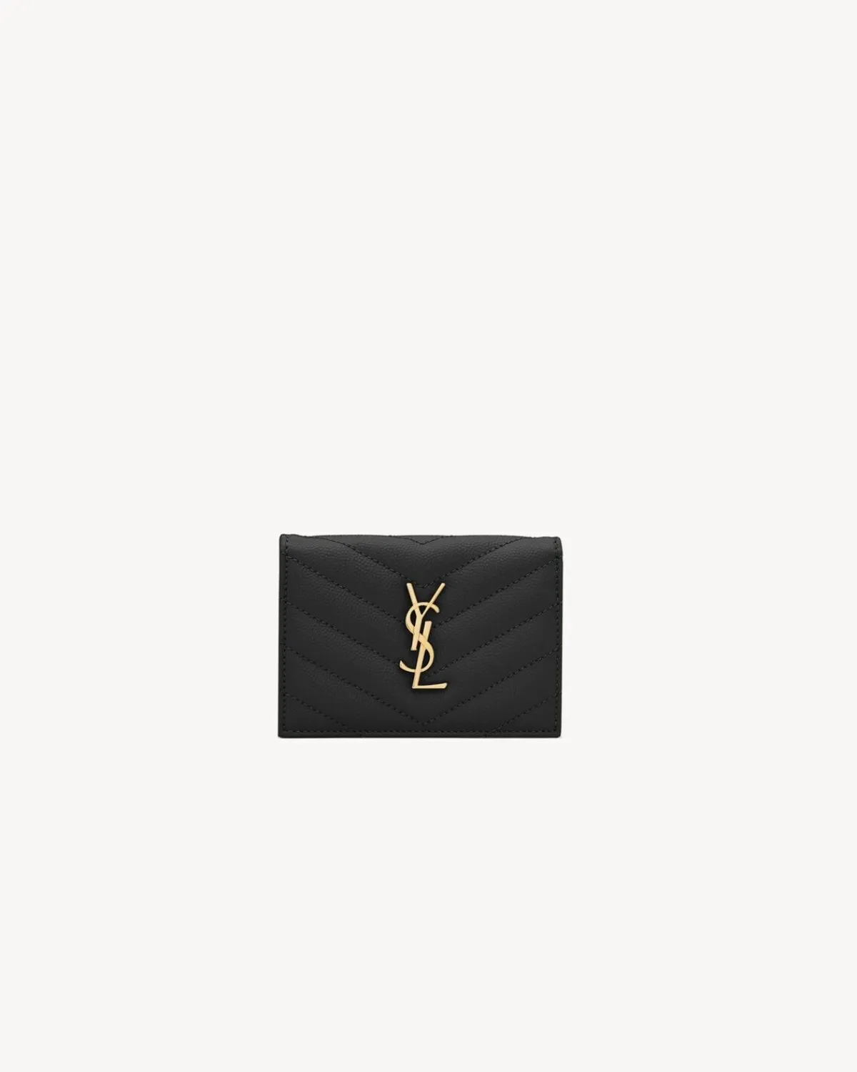 Saint Laurent Card Cases-CASSANDRE MATELASSÉ business card case in grain de poudre leather BLACK