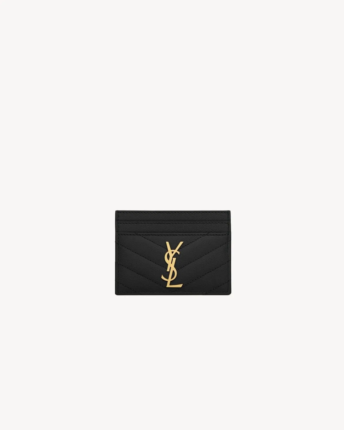 Saint Laurent Card Cases-CASSANDRE MATELASSÉ card case in grain de poudre leather BLACK