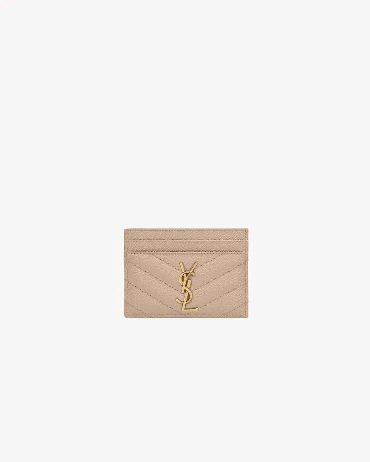 Saint Laurent Card Cases-CASSANDRE MATELASSÉ card case in grain de poudre leather DARKBEIGE