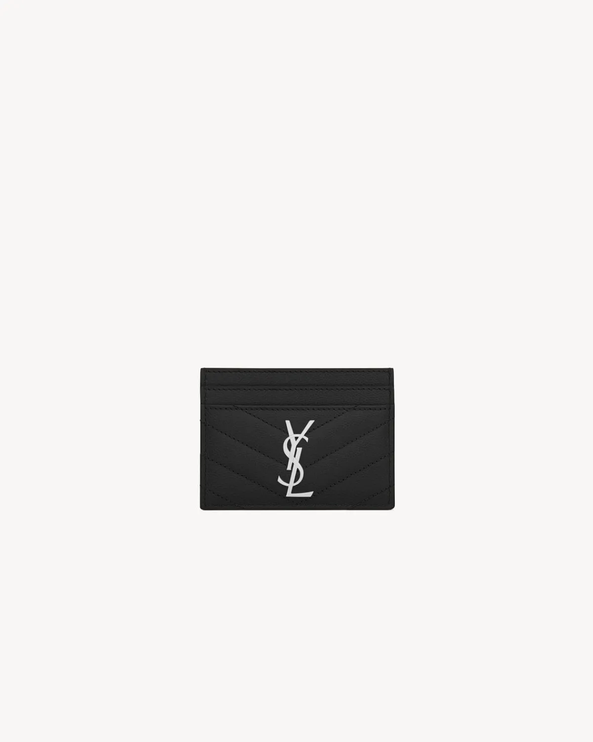 Saint Laurent Card Cases-CASSANDRE MATELASSÉ card case in grain de poudre leather BLACK