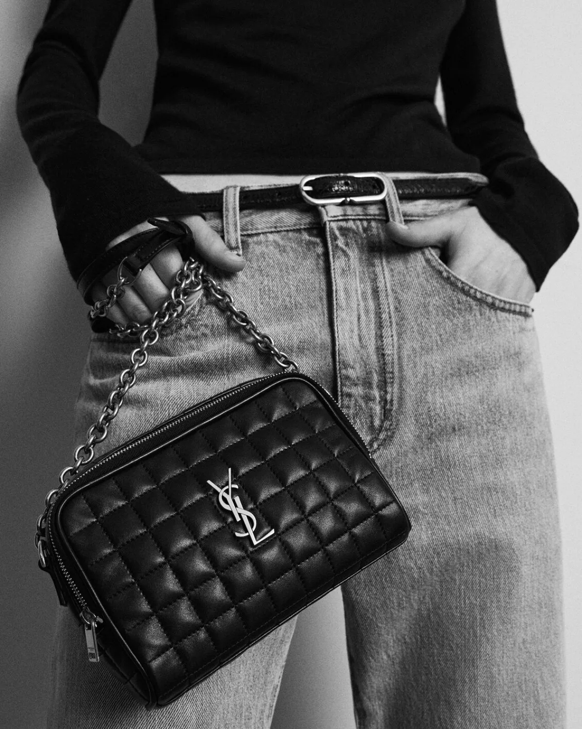 Saint Laurent Crossbody Bags | Mini Bags-CASSANDRE MATELASSÉ CARRÉ camera bag in lambskin BLACK