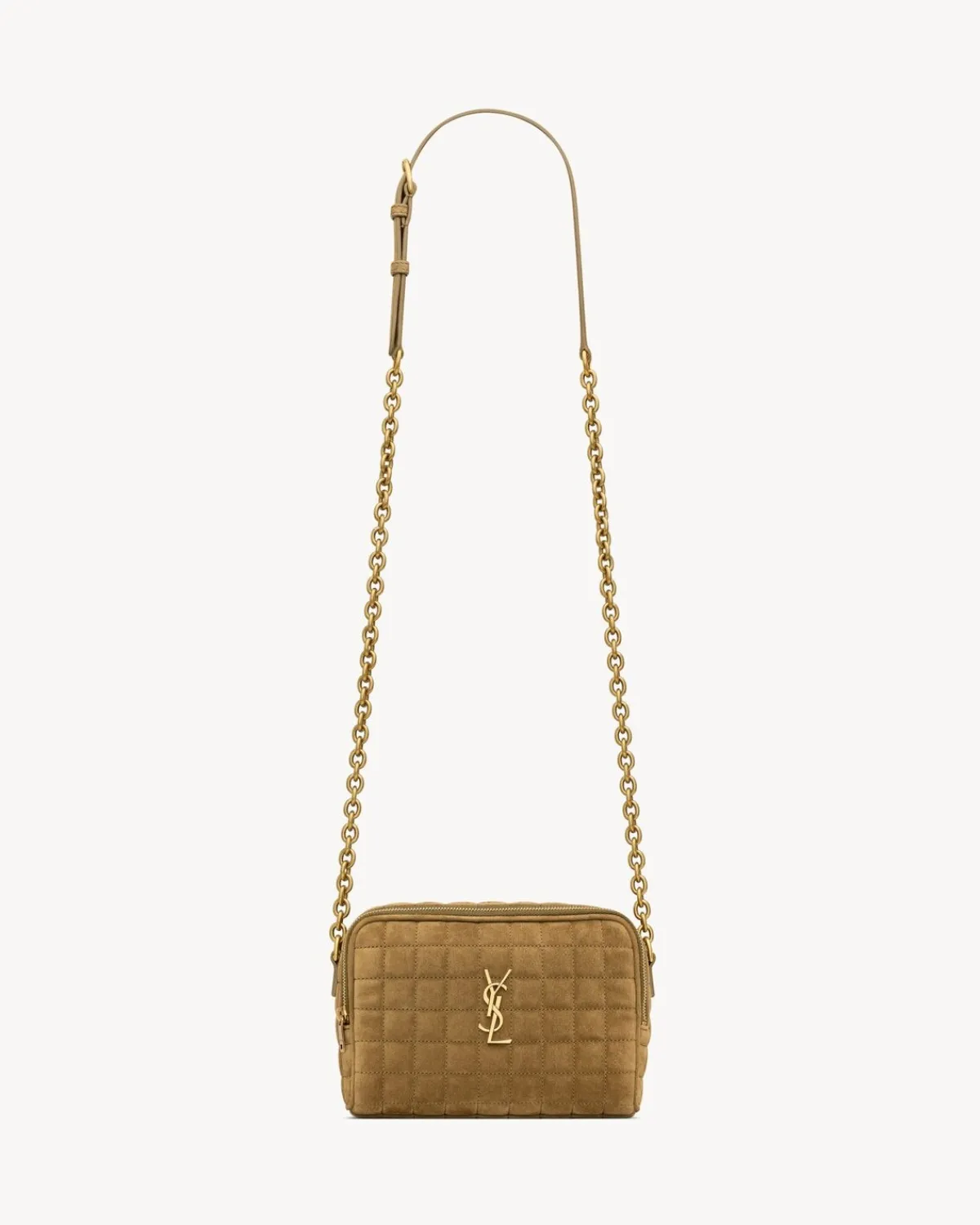 Saint Laurent Crossbody Bags-CASSANDRE MATELASSÉ CARRÉ camera bag in suede GOLDENLEAF