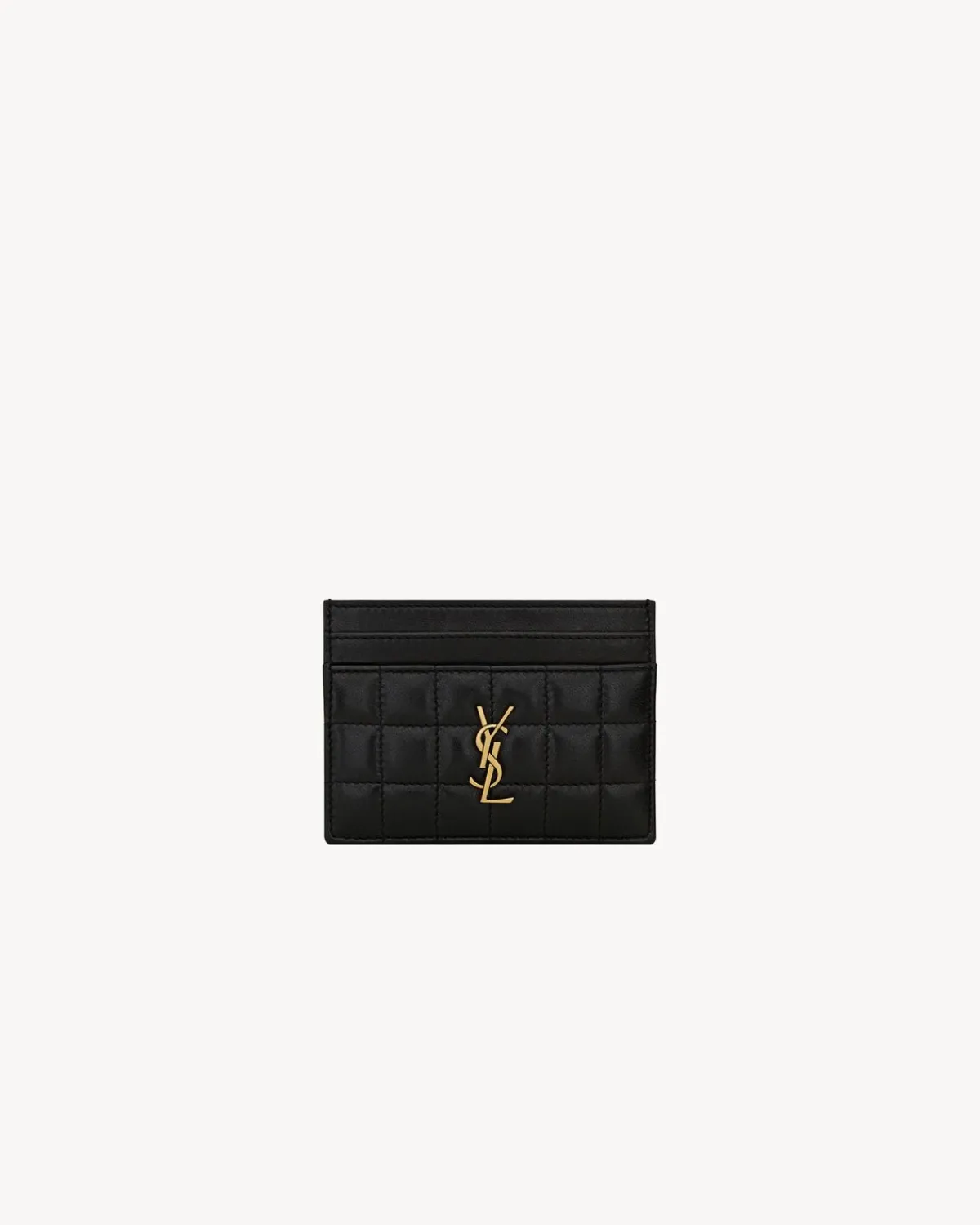 Saint Laurent Card Cases-Cassandre matelassé carré card case in lambskin BLACK