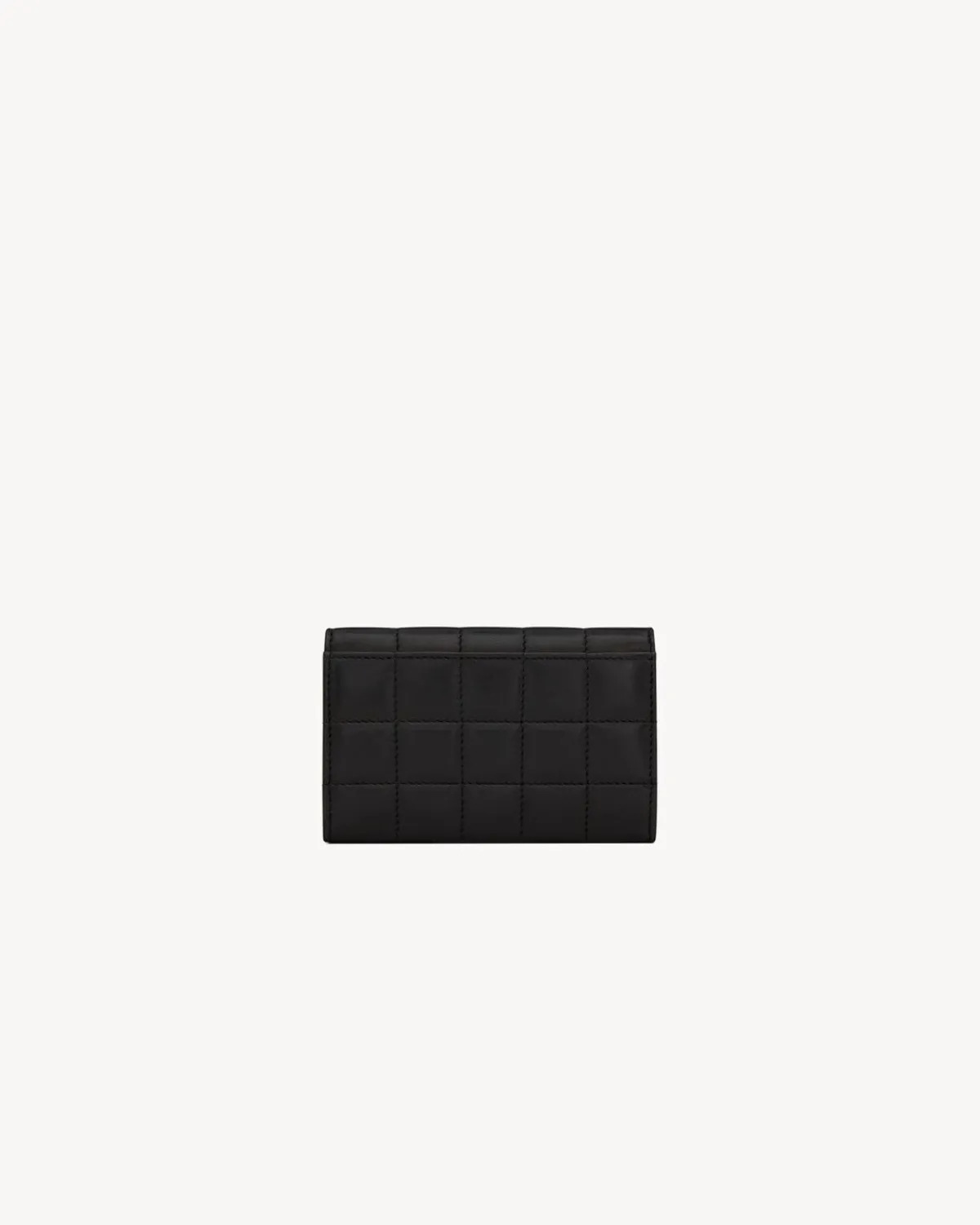 Saint Laurent Card Cases-CASSANDRE MATELASSÉ CARRÉ compact card case in lambskin BLACK