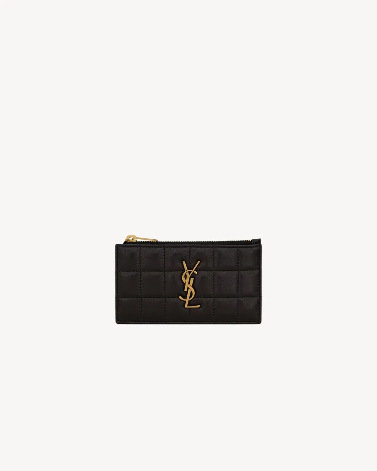 Saint Laurent Card Cases-Cassandre matelassé carré fragments card case in lambskin BLACK