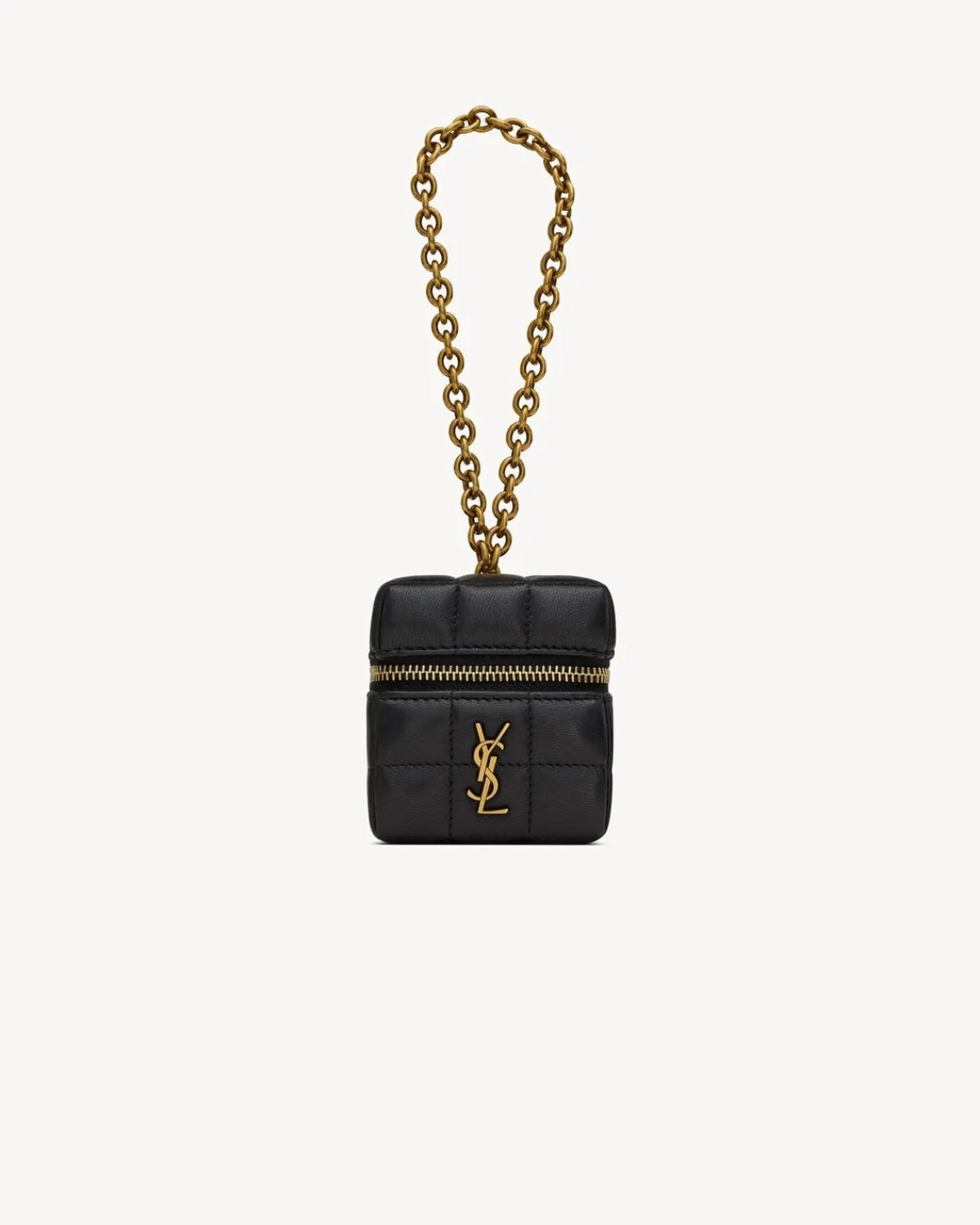 Saint Laurent Mini Bags | Cases And Holders-CASSANDRE MATELASSÉ CARRÉ mini cube on chain in lambskin BLACK