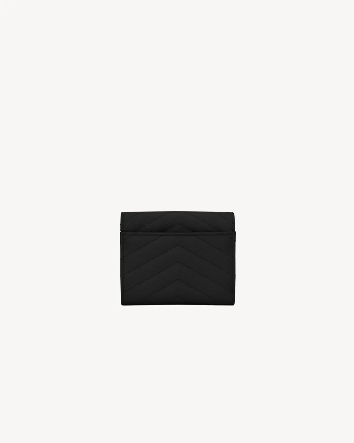 Saint Laurent Wallets-CASSANDRE MATELASSÉ compact tri fold wallet in grain de poudre leather BLACK