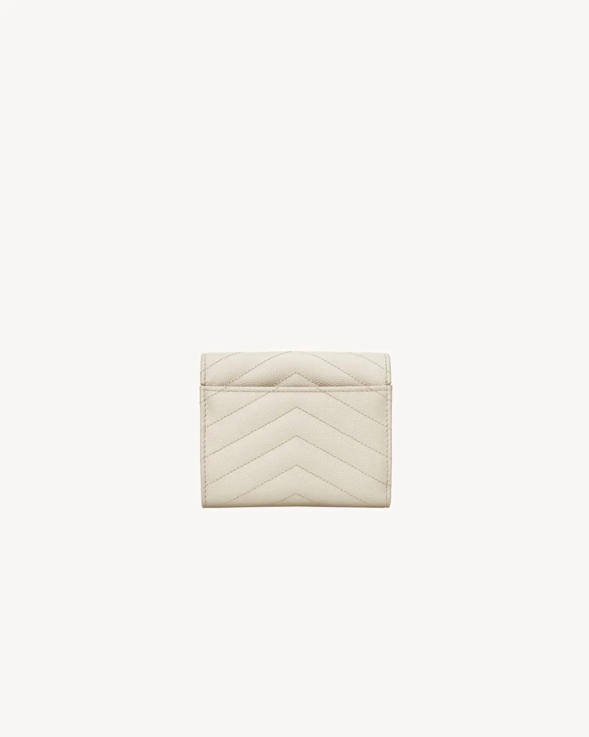 Saint Laurent Wallets-Cassandre matelassé compact tri fold wallet in grain de poudre leather BLANCVINTAGE