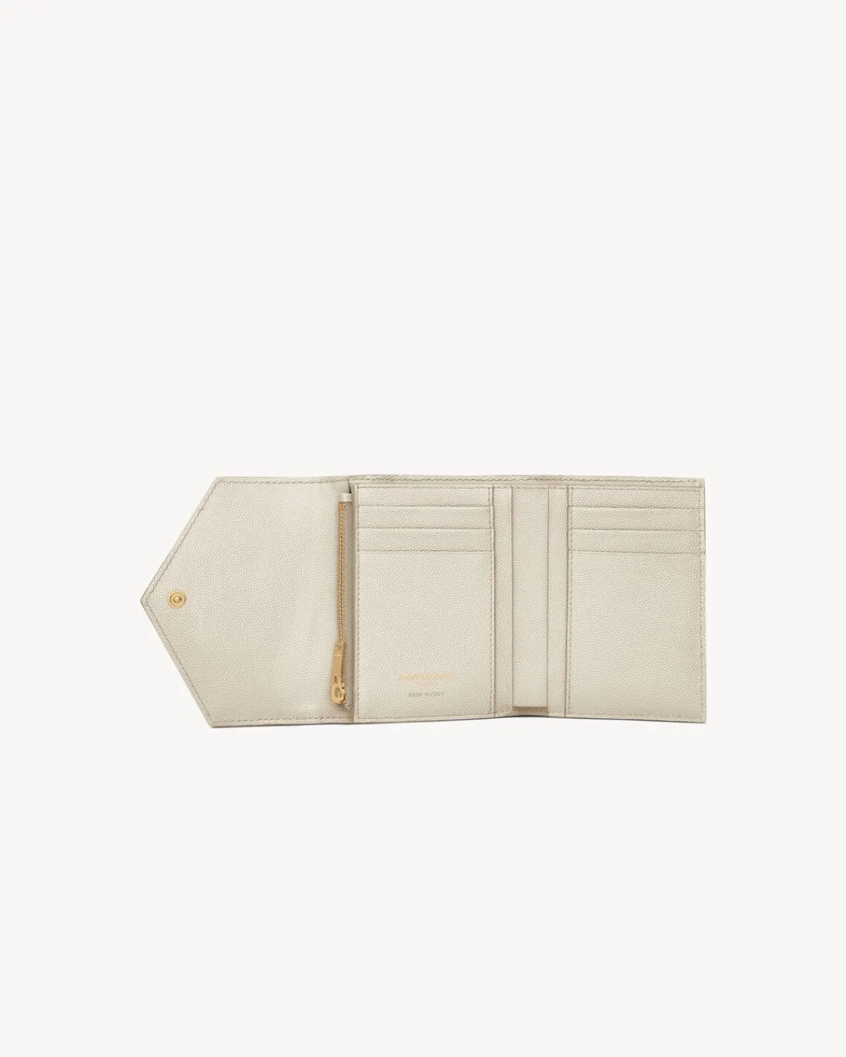 Saint Laurent Wallets-Cassandre matelassé compact tri fold wallet in grain de poudre leather BLANCVINTAGE
