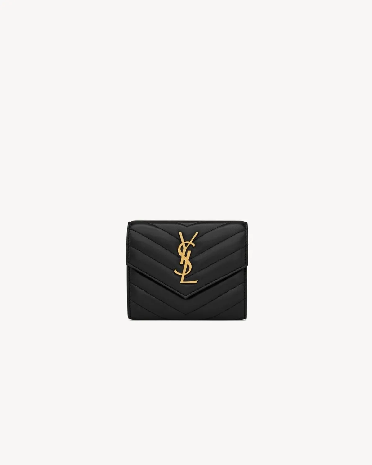 Saint Laurent Wallets-CASSANDRE MATELASSÉ compact tri fold wallet in LAMBSKIN BLACK