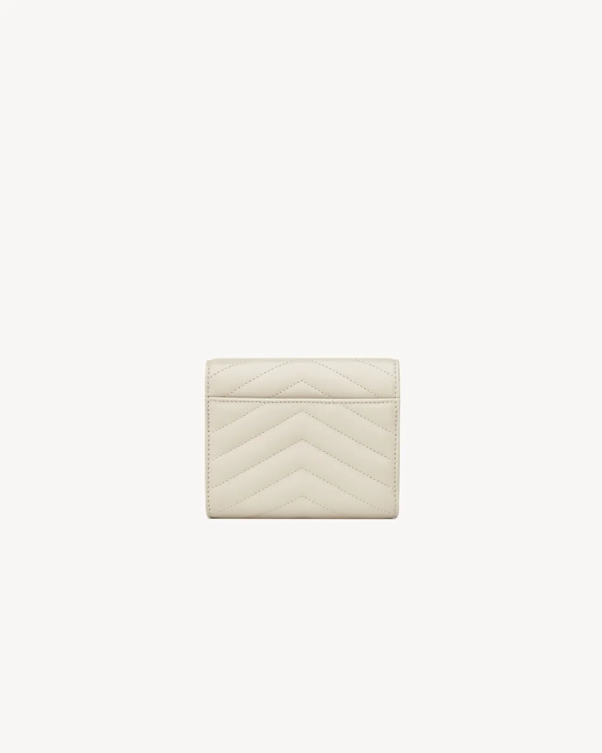 Saint Laurent Wallets-CASSANDRE MATELASSÉ compact tri fold wallet in LAMBSKIN BLANCVINTAGE