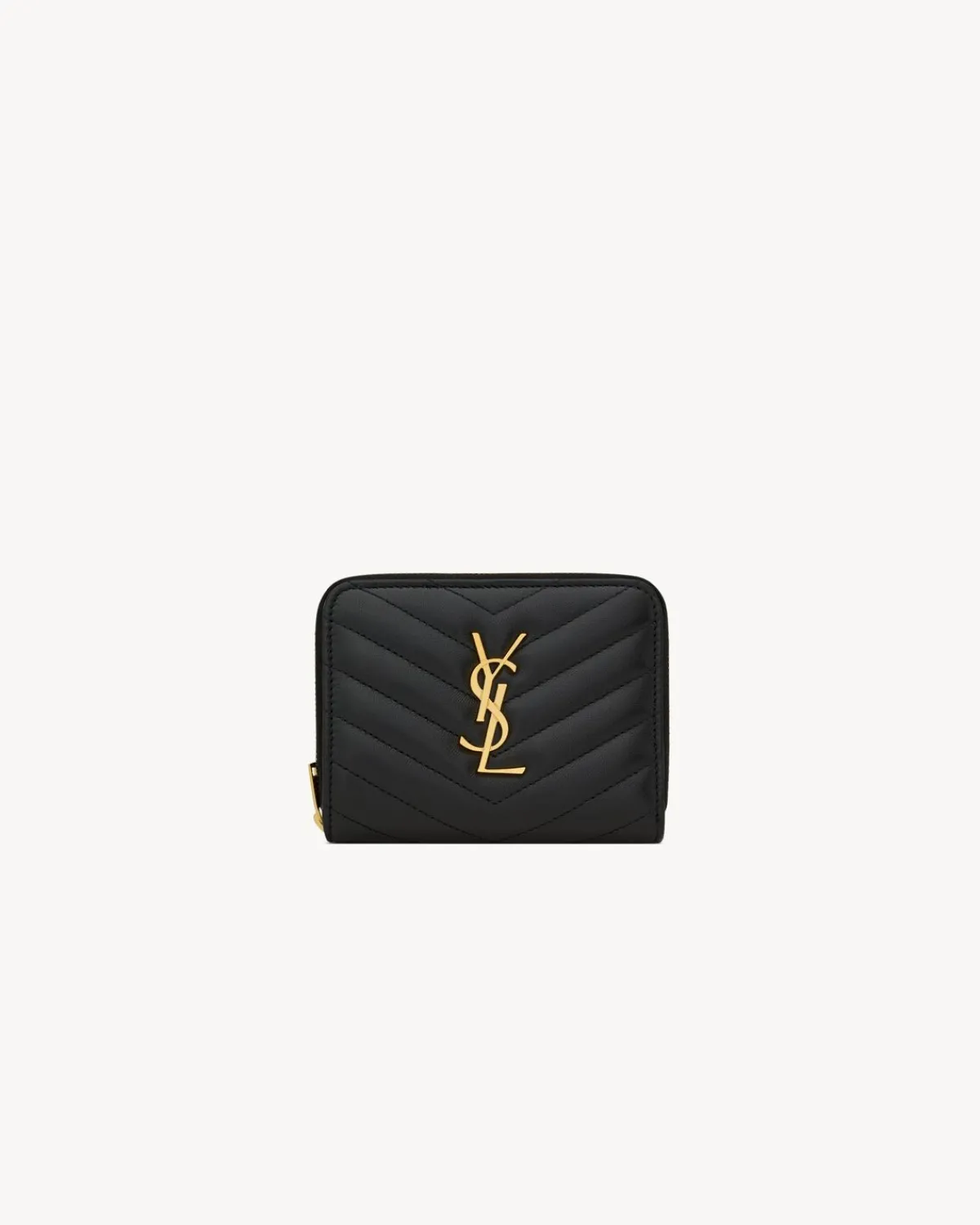 Saint Laurent Wallets-CASSANDRE MATELASSÉ compact zip-around wallet in lambskin BLACK