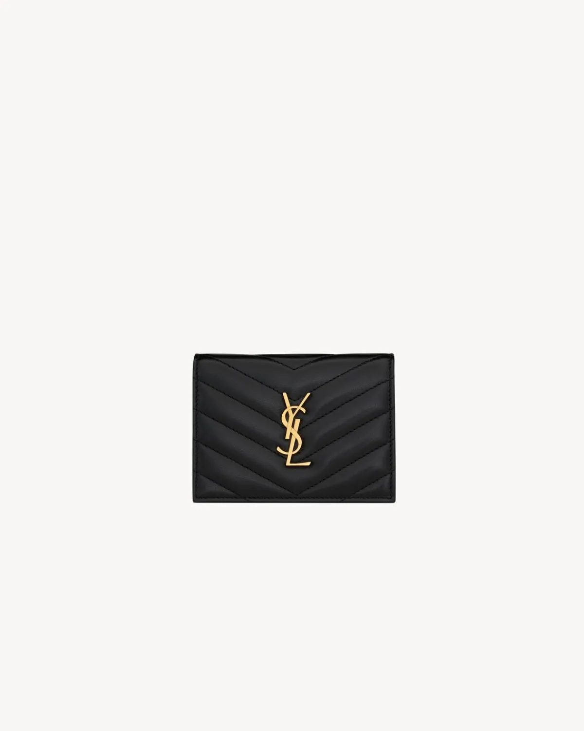 Saint Laurent Card Cases-CASSANDRE MATELASSÉ FLAP CARD CASE IN LAMBSKIN BLACK