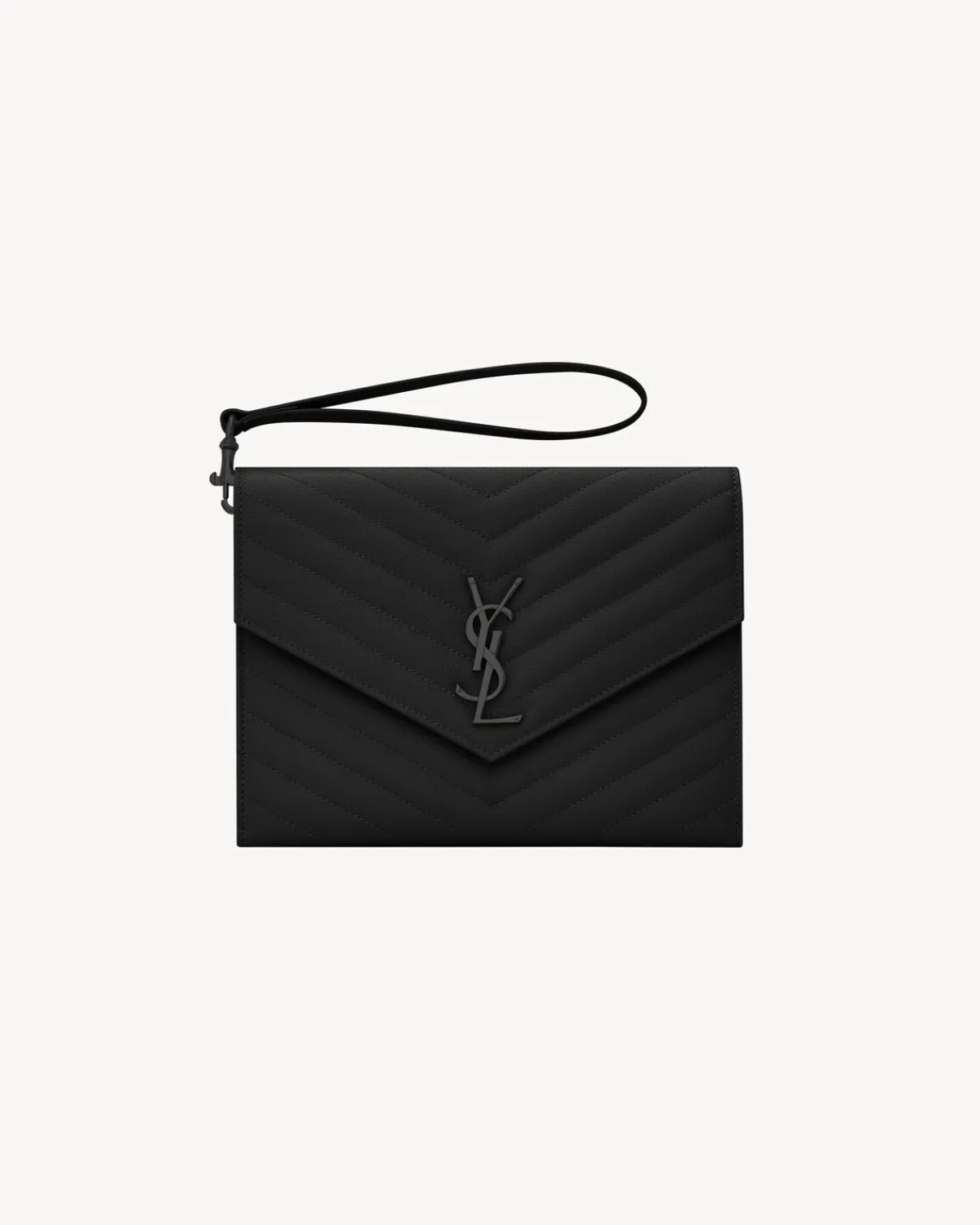 Saint Laurent Pouches-CASSANDRE MATELASSÉ FLAP POUCH IN GRAIN DE POUDRE LEATHER NOIR