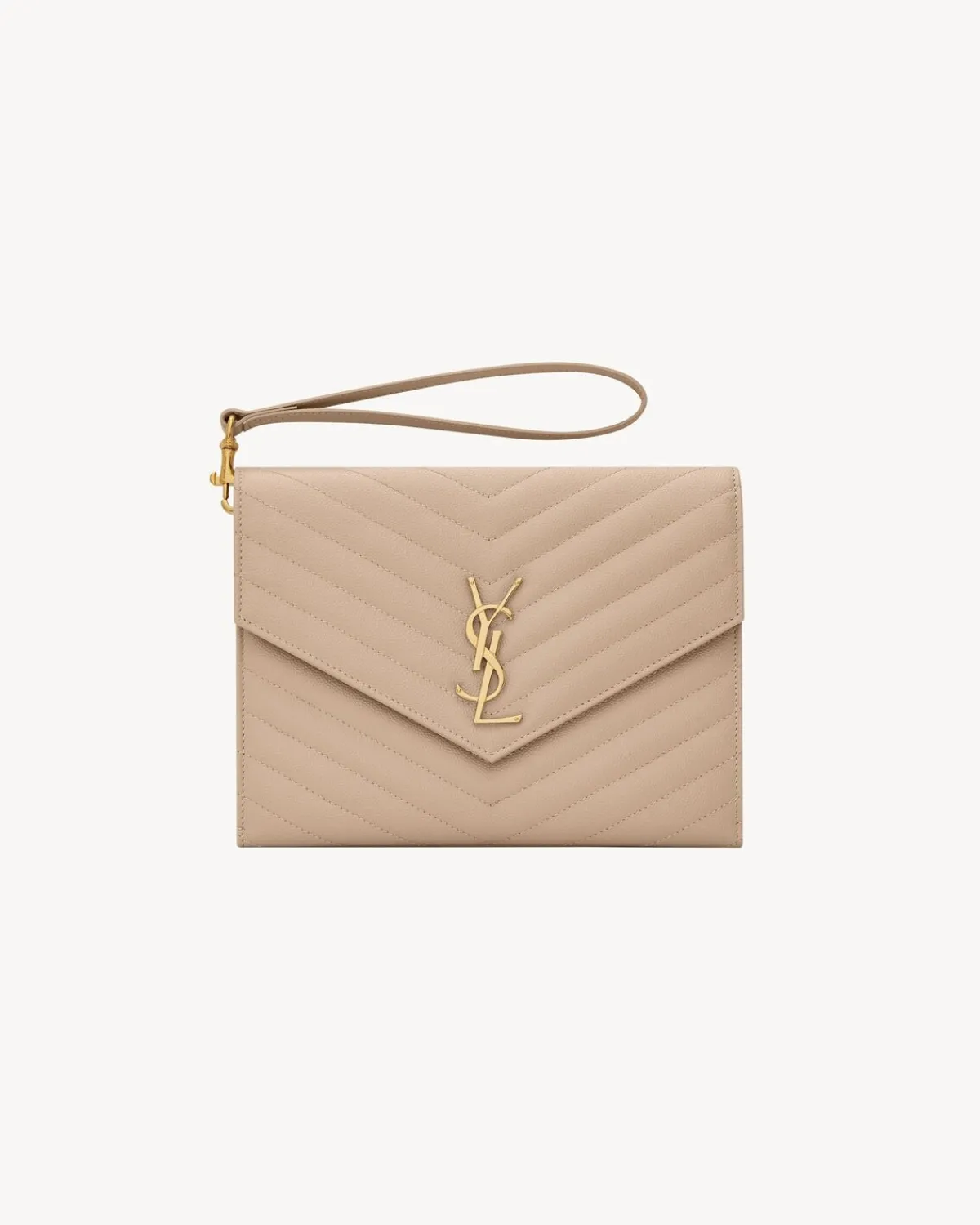 Saint Laurent Pouches-CASSANDRE MATELASSÉ FLAP POUCH in grain de poudre leather DARKBEIGE