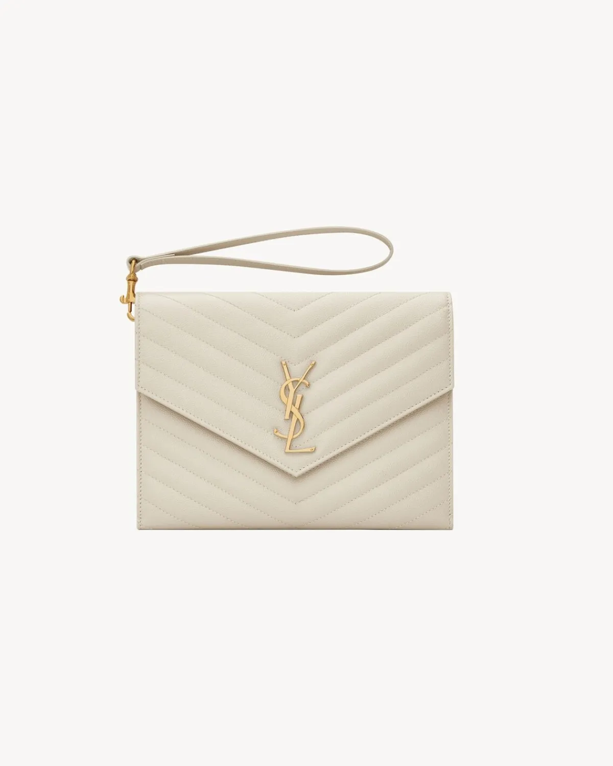 Saint Laurent Pouches-CASSANDRE MATELASSÉ FLAP POUCH in grain de poudre leather BLANCVINTAGE