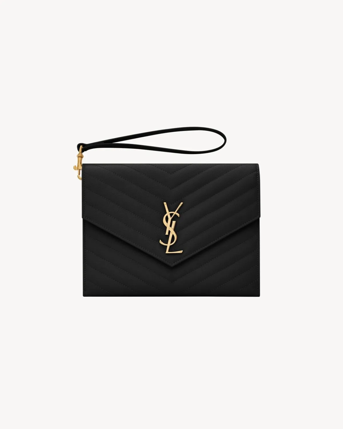 Saint Laurent Pouches-CASSANDRE MATELASSÉ FLAP POUCH in grain de poudre leather BLACK