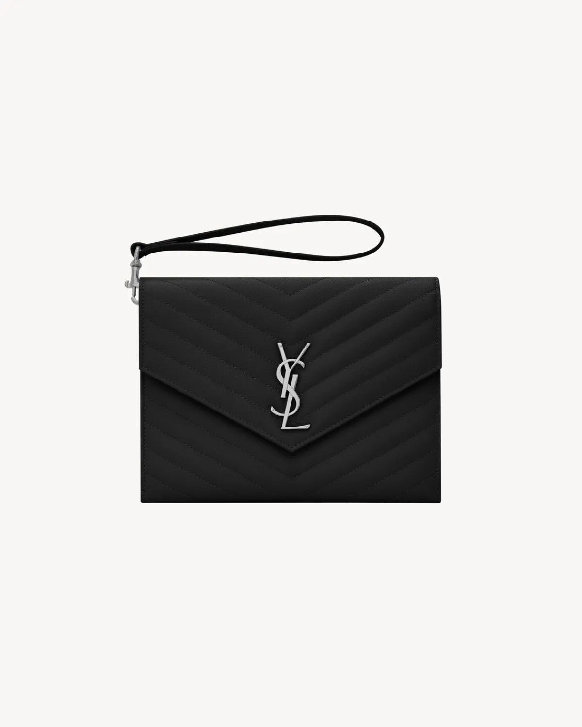 Saint Laurent Pouches-CASSANDRE MATELASSÉ FLAP POUCH IN GRAIN DE POUDRE LEATHER BLACK