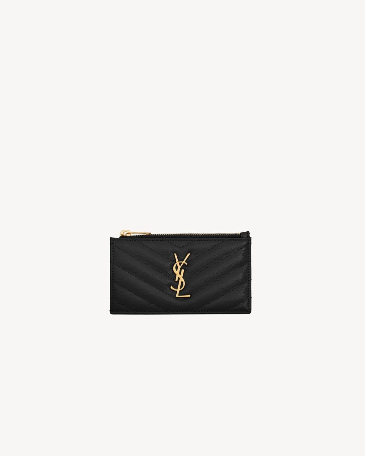 Saint Laurent Card Cases-CASSANDRE MATELASSÉ FRAGMENTS CARD CASE IN GRAIN DE POUDRE LEATHER BLACK