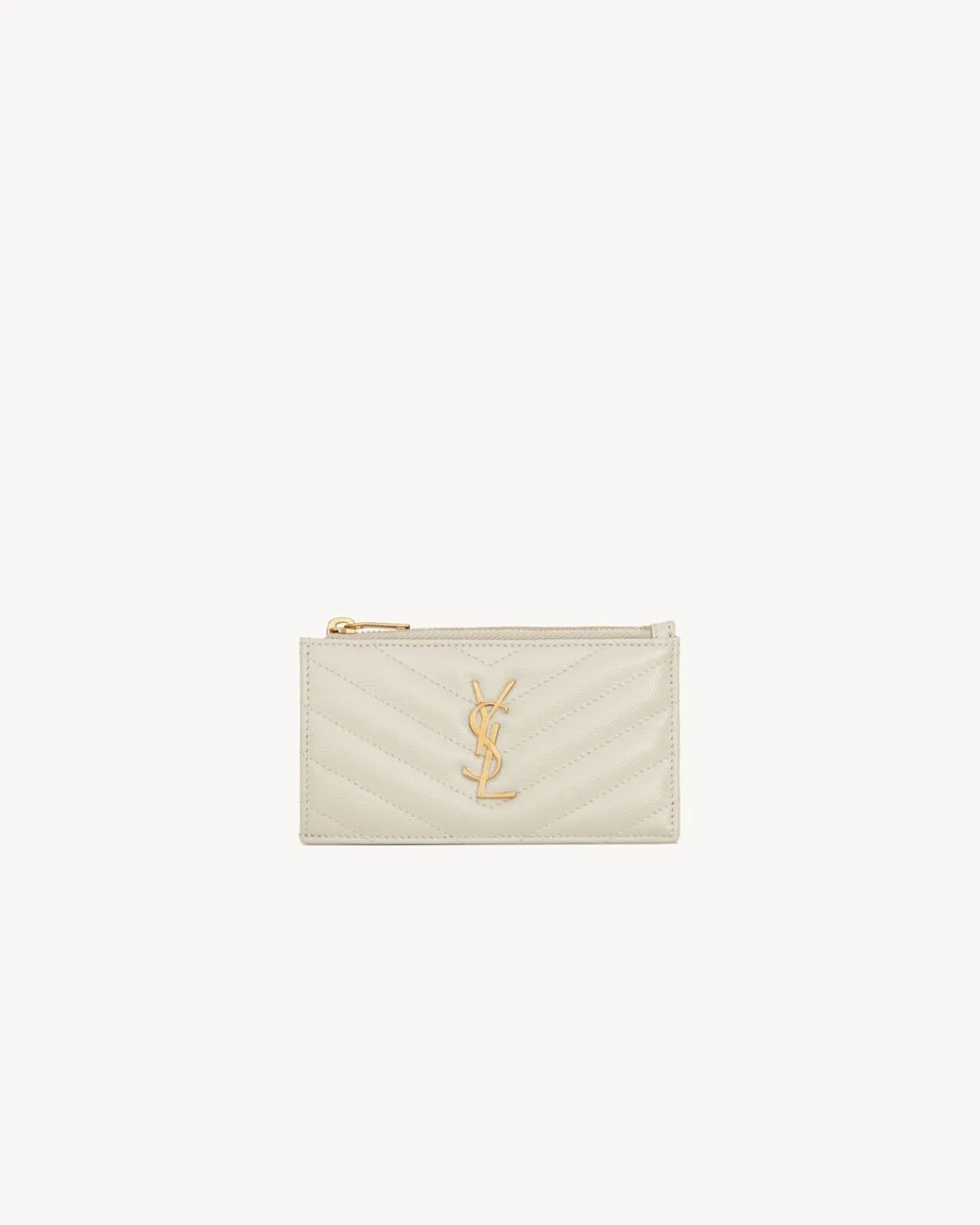 Saint Laurent Card Cases-CASSANDRE MATELASSÉ FRAGMENTS CARD CASE IN GRAIN DE POUDRE LEATHER BLANCVINTAGE