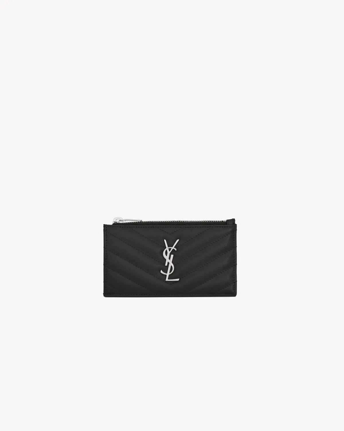 Saint Laurent Card Cases-CASSANDRE MATELASSÉ FRAGMENTS CARD CASE IN GRAIN DE POUDRE LEATHER NOIR