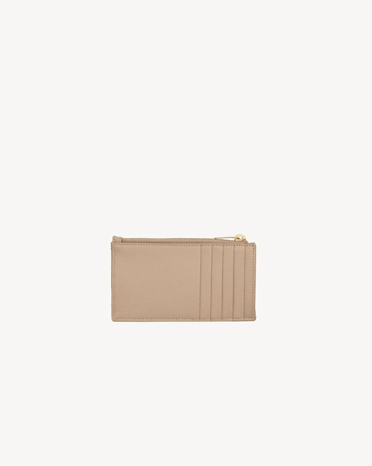 Saint Laurent Card Cases-CASSANDRE MATELASSÉ FRAGMENTS CARD CASE IN GRAIN DE POUDRE LEATHER DARKBEIGE