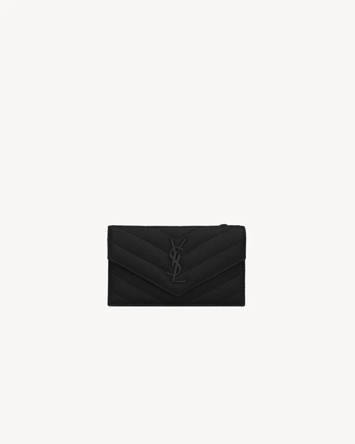 Saint Laurent Card Cases-CASSANDRE MATELASSÉ FRAGMENTS FLAP CARD CASE IN GRAIN DE POUDRE LEATHER BLACK