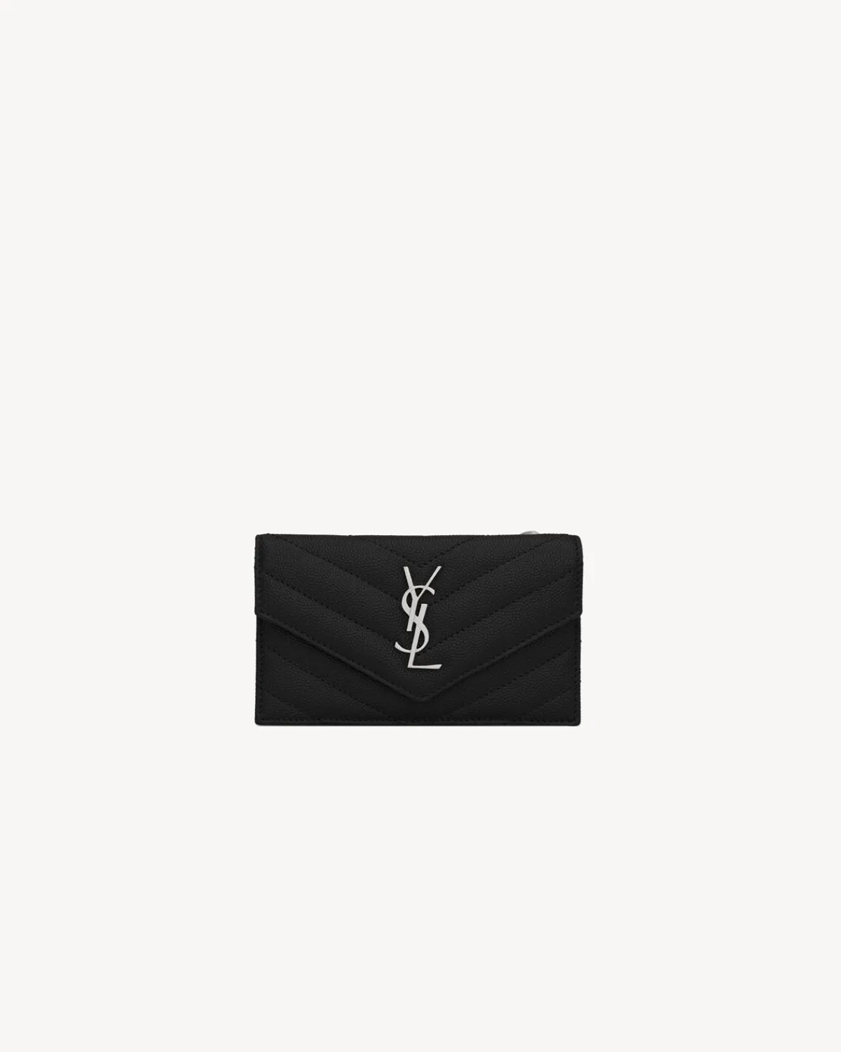 Saint Laurent Card Cases-CASSANDRE MATELASSÉ FRAGMENTS FLAP CARD CASE IN GRAIN DE POUDRE LEATHER BLACK