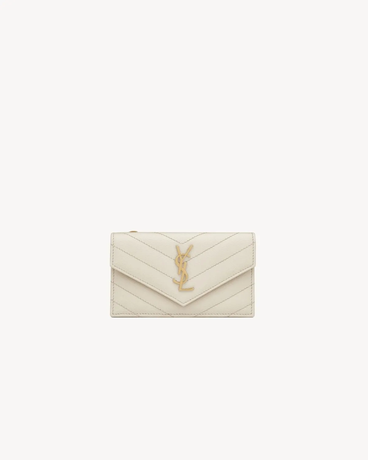 Saint Laurent Card Cases-CASSANDRE MATELASSÉ FRAGMENTS FLAP CARD CASE IN GRAIN DE POUDRE LEATHER BLANCVINTAGE