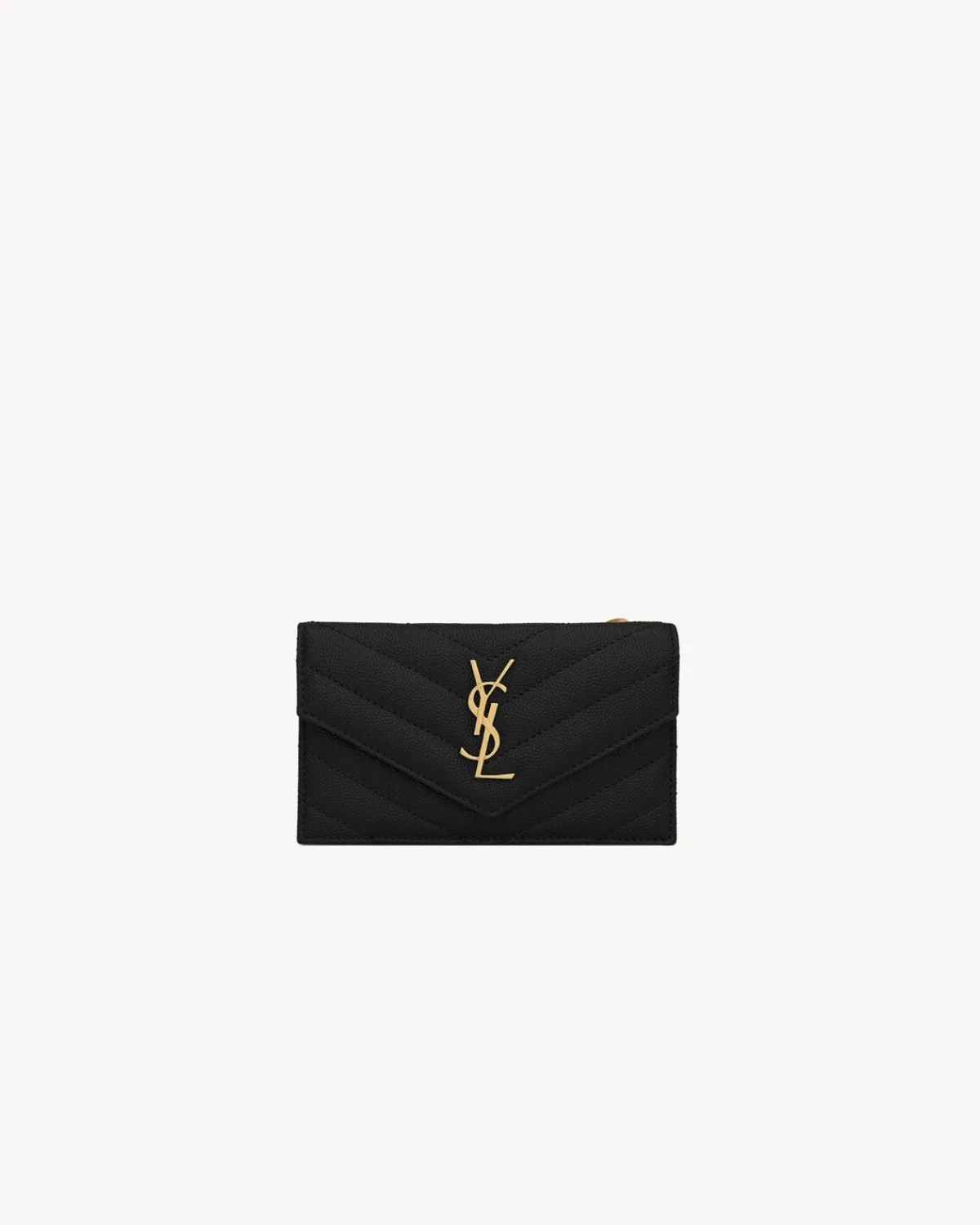 Saint Laurent Card Cases-CASSANDRE MATELASSÉ FRAGMENTS FLAP CARD CASE IN GRAIN DE POUDRE LEATHER BLACK
