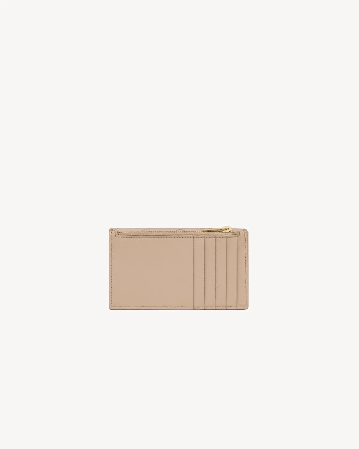 Saint Laurent Card Cases-CASSANDRE MATELASSÉ FRAGMENTS FLAP CARD CASE IN GRAIN DE POUDRE LEATHER DARKBEIGE