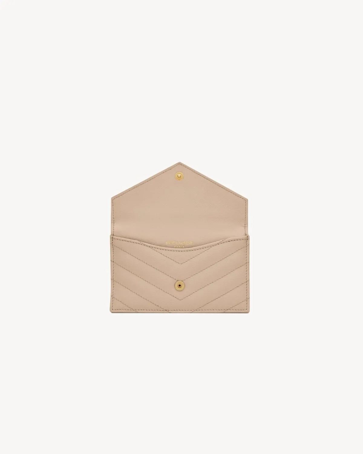 Saint Laurent Card Cases-CASSANDRE MATELASSÉ FRAGMENTS FLAP CARD CASE IN GRAIN DE POUDRE LEATHER DARKBEIGE