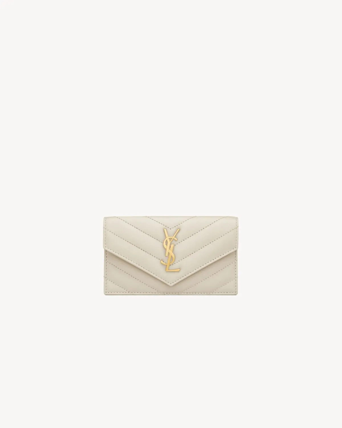 Saint Laurent Card Cases-CASSANDRE MATELASSÉ FRAGMENTS FLAP CARD CASE IN LAMBSKIN BLANCVINTAGE