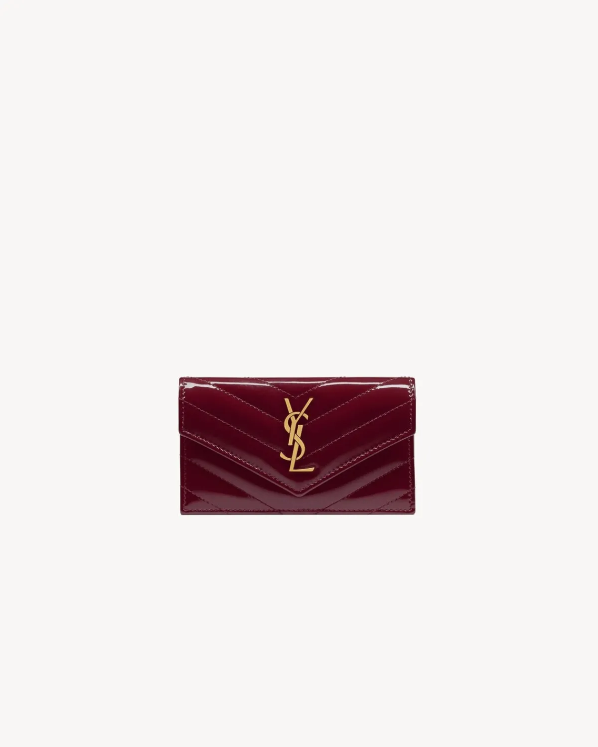 Saint Laurent Card Cases-CASSANDRE MATELASSÉ FRAGMENTS flap card case in patent leather DARKREDWINE